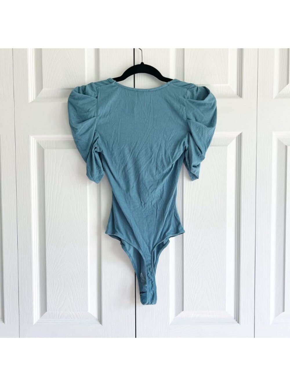 Free People Larkspur Blue Puff Sleeve Ribbed Bodysuit Women's Size X-Small XS - Picture 2 of 9